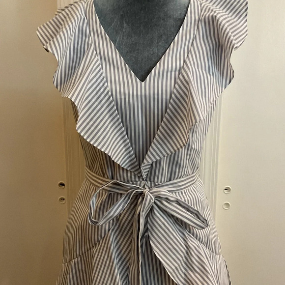 🤍 RACHEL Rachel Roy Felicia Blue Striped Nautical Cotton Dress - Picture 4 of 6